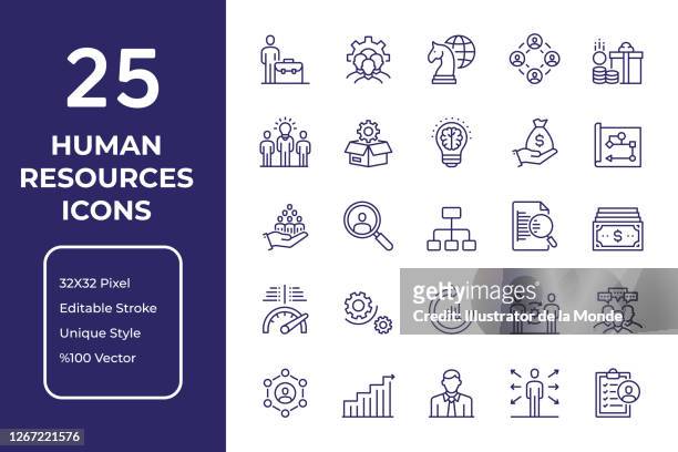 stockillustraties, clipart, cartoons en iconen met pictogram ontwerp human resources line - people icon set