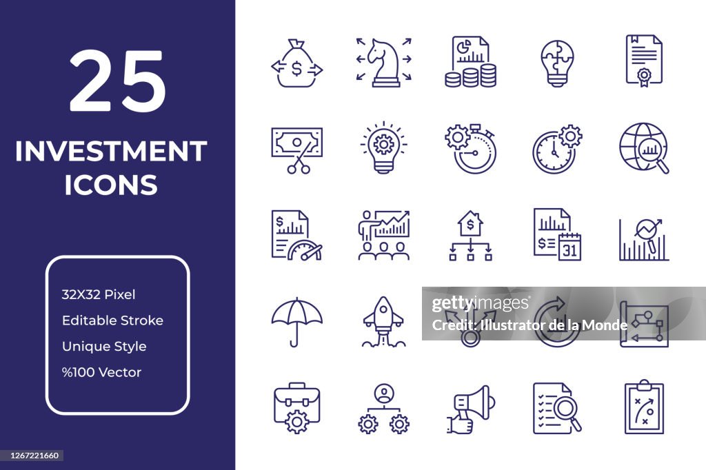 Diseño de iconos de líneas de inversión