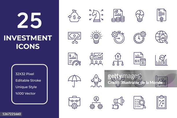 investment line icon design - business strategy stock illustrations