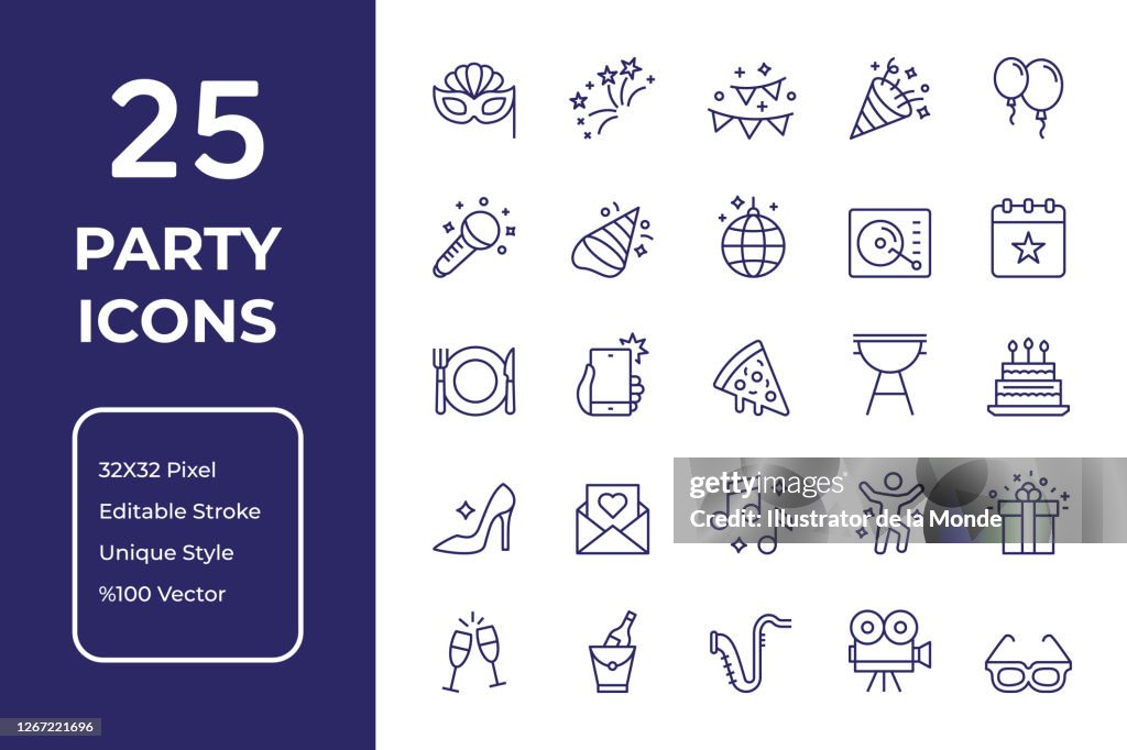 Party and Celebration Line Icon Design