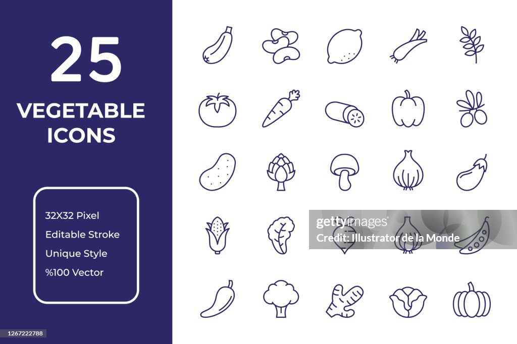 Conception d’icône de ligne de légumes