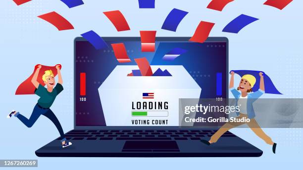online voting virtual ballot tickets gathering into the virtual ballot box - bright future stock illustrations