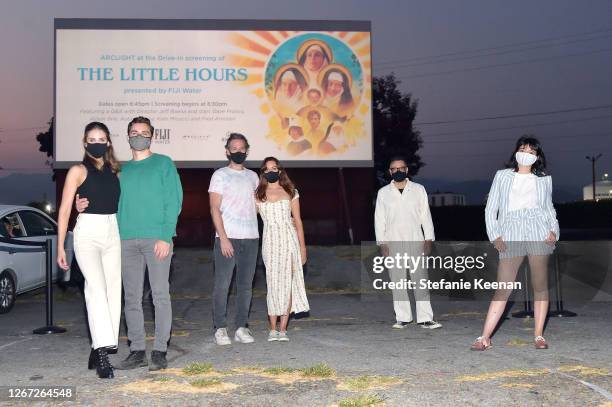 Alison Brie, Dave Franco, ‎Jeff Baena, Aubrey Plaza, Fred Armisen and Kate Micucci attend FIJI Water at "The Little Hours" Screening at Arclight's...