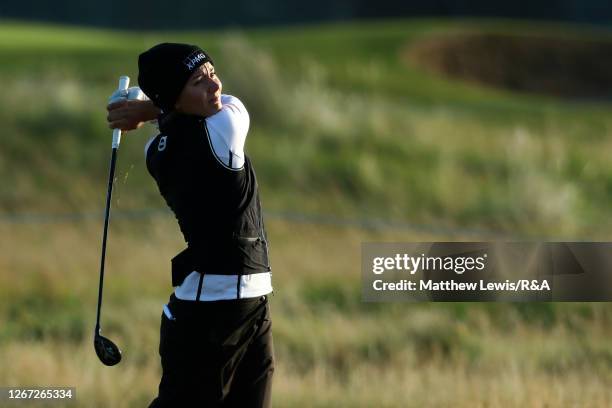 Klara Spilkova of Czech Republic plays a shot during Day One of the 2020 AIG Women's Open at Royal Troon on August 20, 2020 in Troon, Scotland.