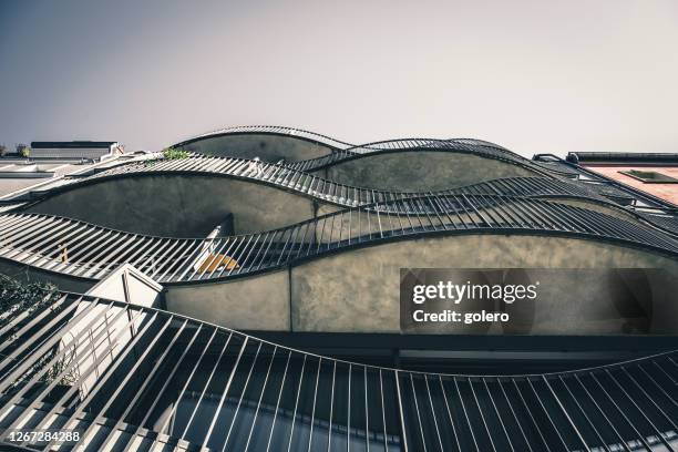 curved balconies of new residential architecture in berlin - balustrade stock pictures, royalty-free photos & images