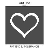 icon with african adinkra symbol Akoma. Symbol of Patience and Tolerance