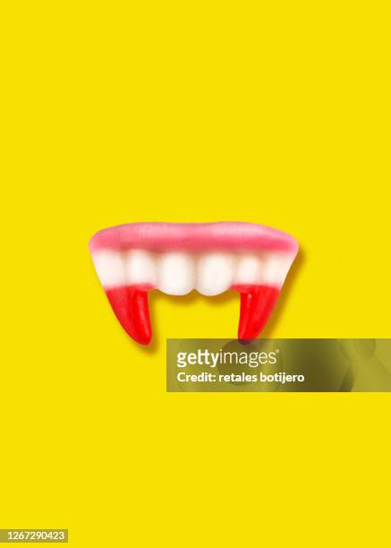 gummy vampire fangs teeth - jelly sweet stock pictures, royalty-free photos & images