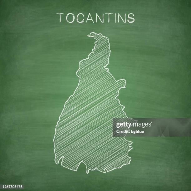 tocantins map drawn on chalkboard - blackboard - tocantins stock illustrations