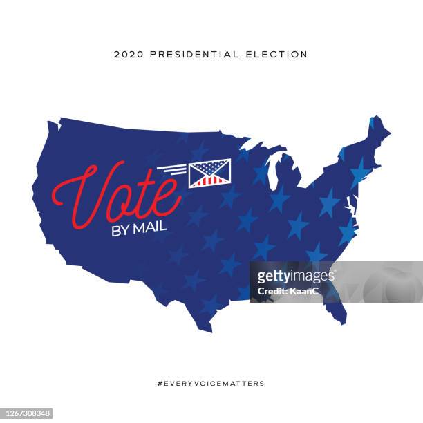 united states of america presidential election 2020. vote by mail. vector stock illustration - american flag pin stock illustrations