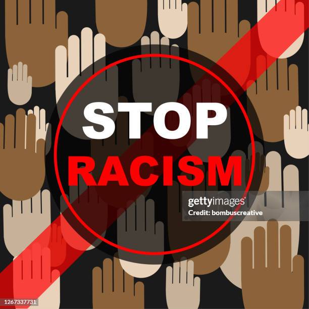 stop racism vector desing - student protest stock illustrations