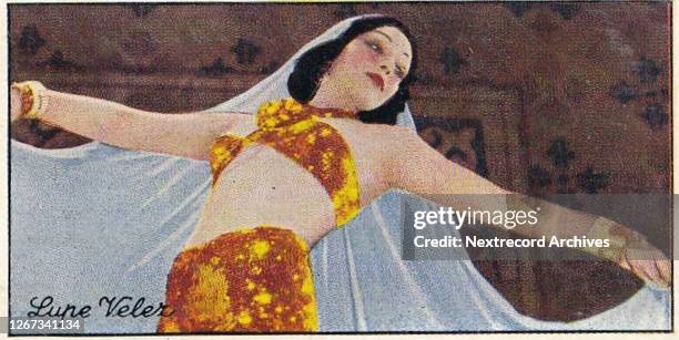 Collectible Carreras tobacco card, Famous Film Stars series, published in 1935, depicting glamorous Hollywood cinema stars, here actress Lupe Velez...