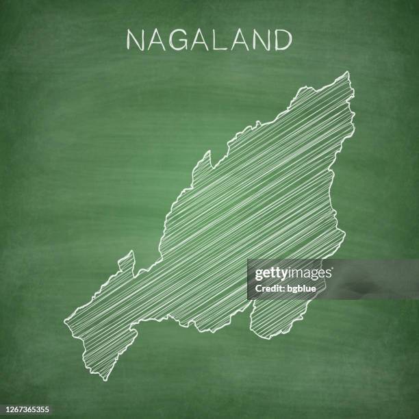 nagaland map drawn on chalkboard - blackboard - nagaland stock illustrations