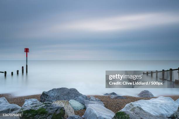 view of sea, aldeburgh, suffolk, england, united kingdom - aldeburgh stock pictures, royalty-free photos & images