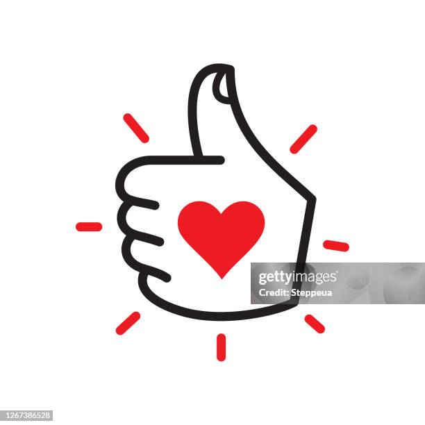 illustrations, cliparts, dessins animés et icônes de pouces vers le haut et icône de coeur - pouce partie du corps