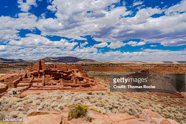 an overview of the ruins at wupatki national monument - flagstaff arizona stock pictures, royalty-free photos & images