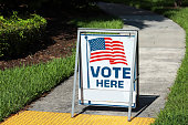 Voting sign on the walkway
