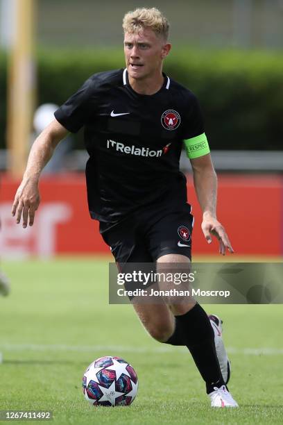 Oliver Sorensen captain of Midtjylland during the UEFA Youth League Quarter Final match between Midtylland v Ajax at Colovray Sports Centre on August...