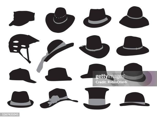 stockillustraties, clipart, cartoons en iconen met de silhouetten van de hoed - hoed met rand