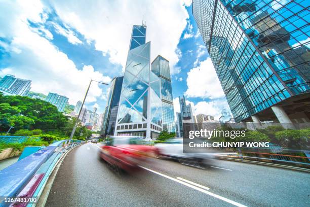 hong kong, urban street scene - central avenue stock pictures, royalty-free photos & images