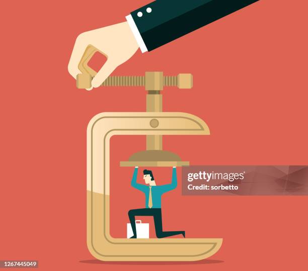 businessman - under pressure - vice grip stock illustrations