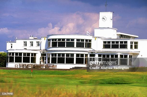 General view of the clubhouse overlooking the 479 yard, par 4, 18th hole at Royal Birkdale Golf Club in Lancashire, England. \ Mandatory Credit:...