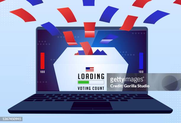 online voting virtual ballot tickets gathering into the virtual ballot box - bright future stock illustrations