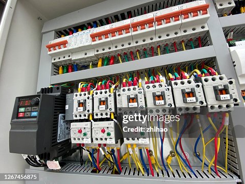 Neatly Arranged Power Control Switches In The Electrical Control ...