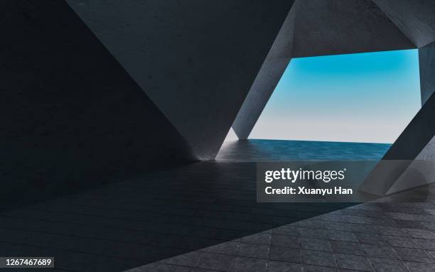 3d rendering futuristic building background - architecture and art fotografías e imágenes de stock