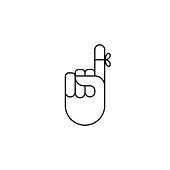 Reminder string tied to index finger vector line icon