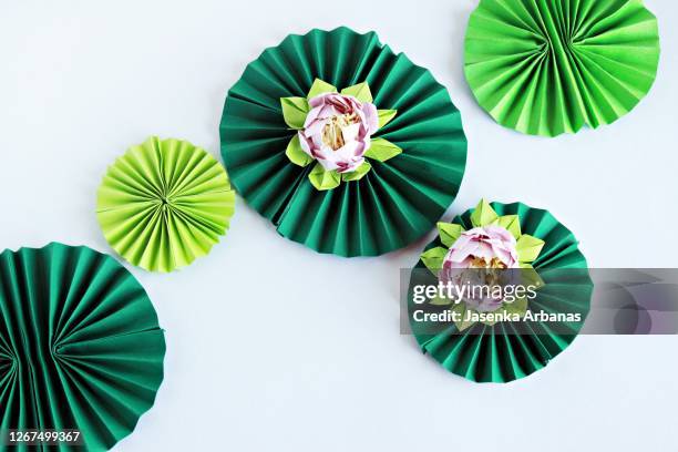 origami lotus - lotus flower studio stock pictures, royalty-free photos & images