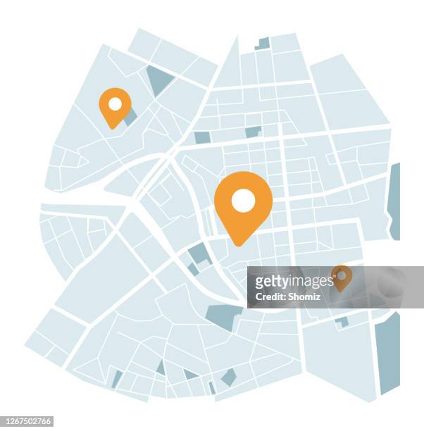 帶導航圖示的城市地圖。 - 住宅區 幅插畫檔、美工圖案、卡通及圖標