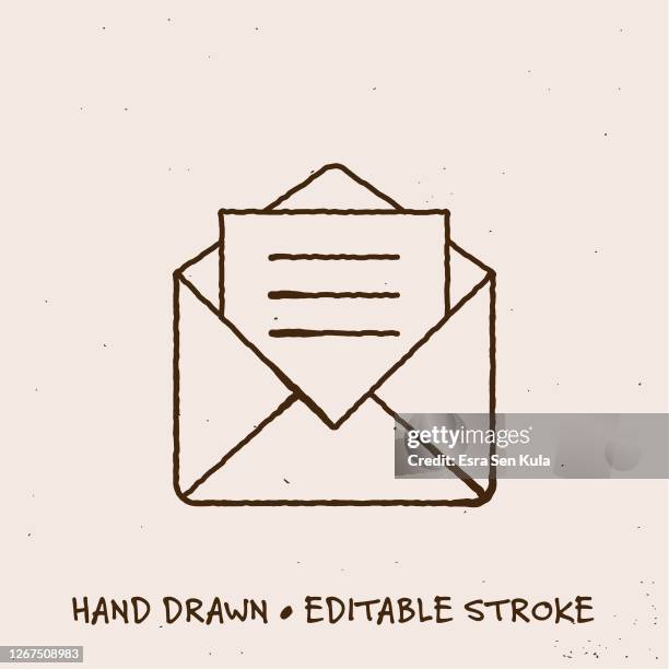 hand drawn mail icon with editable stroke - response team stock illustrations