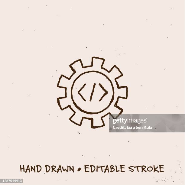 hand drawn development icon with editable stroke - programming team stock illustrations