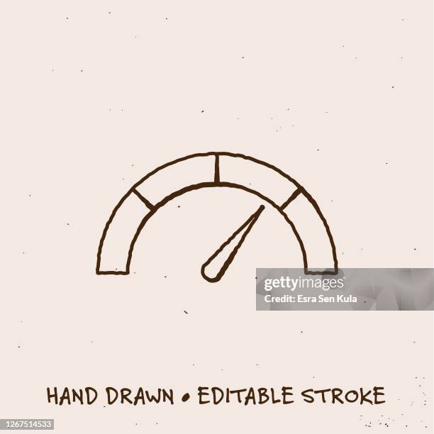 bildbanksillustrationer, clip art samt tecknat material och ikoner med handritade kreditpoängsikonen med redigerbar stroke - gauge chart