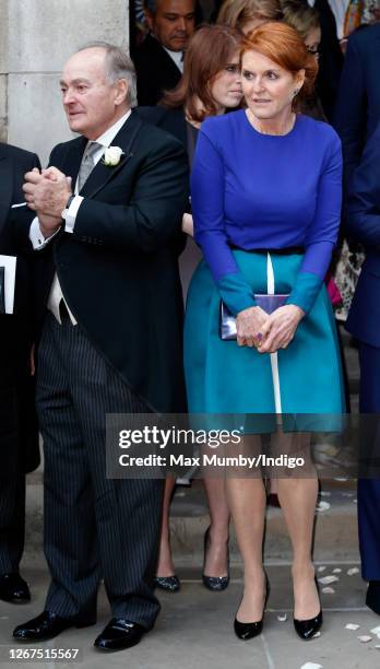 Lord Peter Palumbo and Sarah Ferguson, Duchess of York attend the wedding of Petra Palumbo and Simon Fraser, Lord Lovat at St Stephen Walbrook church...