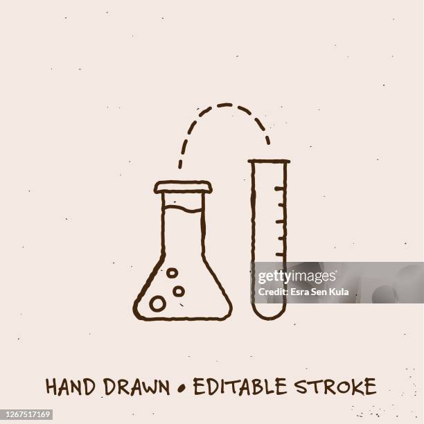 hand drawn test tube single line icon with editable stroke - diagnostic lab tech stock illustrations