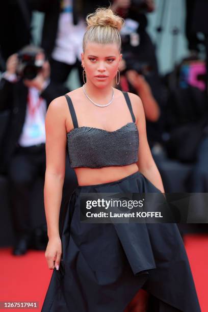 Sofia Richie walks the red carpet ahead of the Opening Ceremony and the "La Vérité" screening during the 76th Venice Film Festival at Sala Grande on...