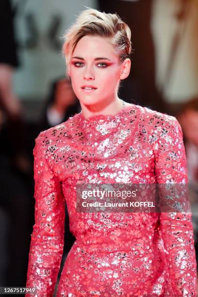 Kristen Stewart walks the red carpet ahead of the "Seberg" screening during the 76th Venice Film Festival at Sala Grande on August 30, 2019 in...