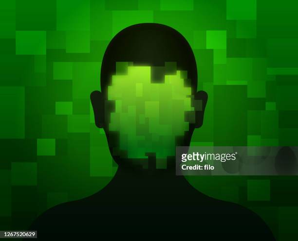 ilustraciones, imágenes clip art, dibujos animados e iconos de stock de deep fake bot digital face - falso