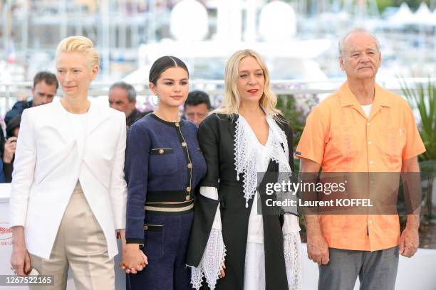 Tilda Swinton, Selena Gomez, Chloe Sevigny and Bill Murray attend the photocall for "The Dead Don't Die" during the 72nd annual Cannes Film Festival...