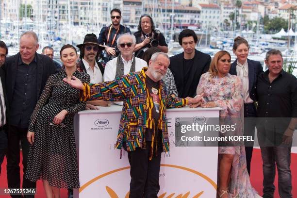 Director Terry Gilliam poses with Jordi Molla, Stellan Skarsgard, Olga Kurylenko, Oscar Jaenada, Jonathan Pryce, Joana Ribeiro, Adam Driver,...