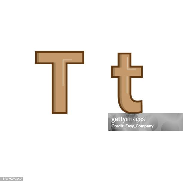 vektor-illustration des alphabets buchstabe t in groß- und kleinbuchstaben formatiert für kinder lernpraxis abc. - at t stock-grafiken, -clipart, -cartoons und -symbole