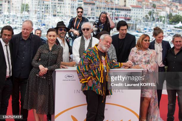 Director Terry Gilliam poses with Jordi Molla, Stellan Skarsgard, Olga Kurylenko, Oscar Jaenada, Jonathan Pryce, Joana Ribeiro, Adam Driver,...