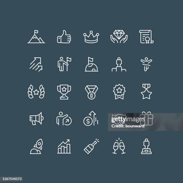 success & rewards line icons editable stroke - networking event drinks stock illustrations