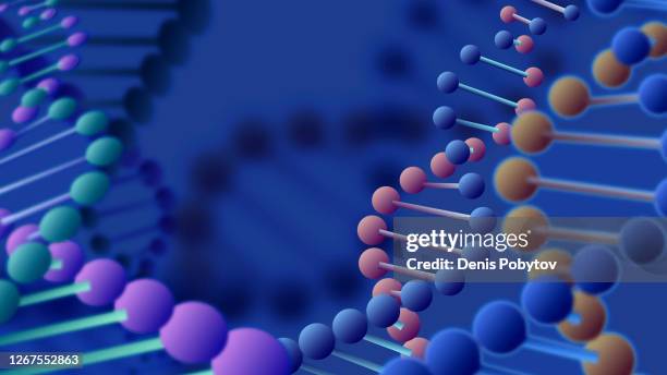 scientific 3d vector illustration - close up of dna chains. - links in the chain of human evolution stock illustrations