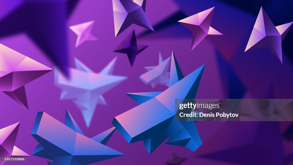 Abstract vector 3D illustration - Polyhedral crystals extreme close-up.