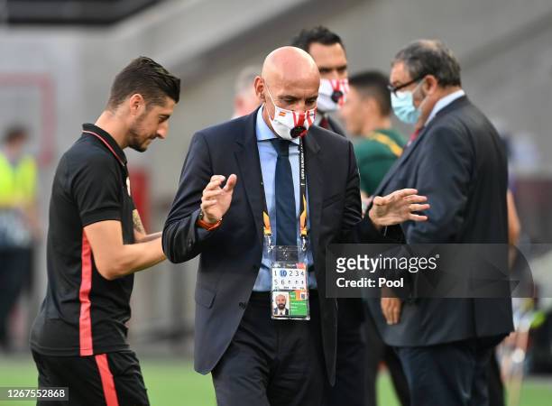 Ramon Rodriguez Verdejo, Director of Football of Seville reacts prior to the UEFA Europa League Final between Seville and FC Internazionale at...