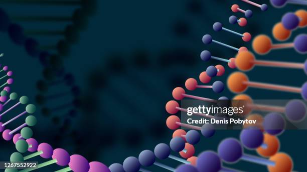 scientific 3d vector illustration - close up of dna chains. - links in the chain of human evolution stock illustrations