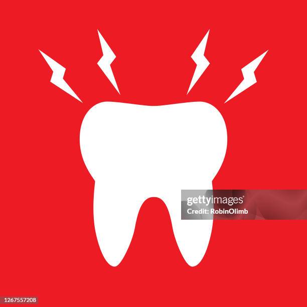 ilustraciones, imágenes clip art, dibujos animados e iconos de stock de icono del dolor de dientes rojo - toothache