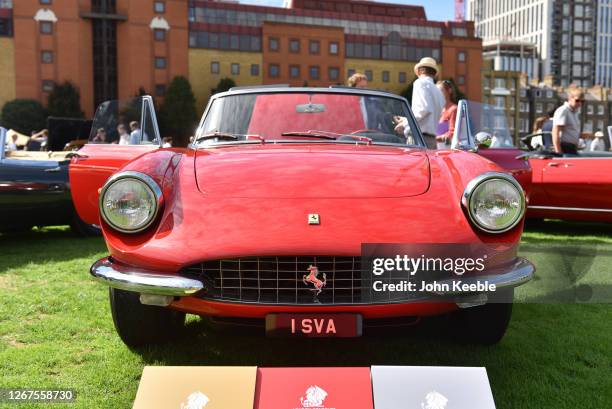 Ferrari 330GTS Spider, best of show winner is displayed during the London Concours at Honourable Artillery Company on August 20, 2020 in London,...